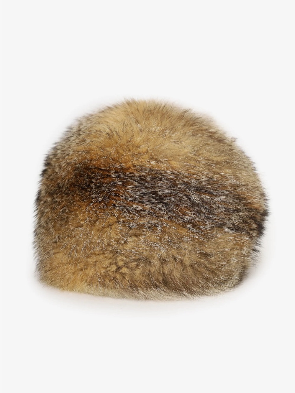 Plush Faux Fur Pom Beanie Hat in Multi Brown